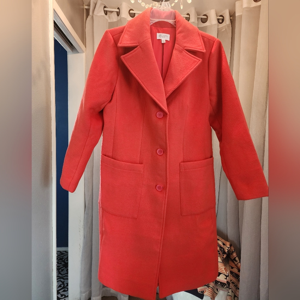Knee length Red Coat Candice Cameron Bure